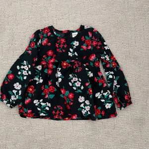 Carter's Black Floral Kids Blouse 4T